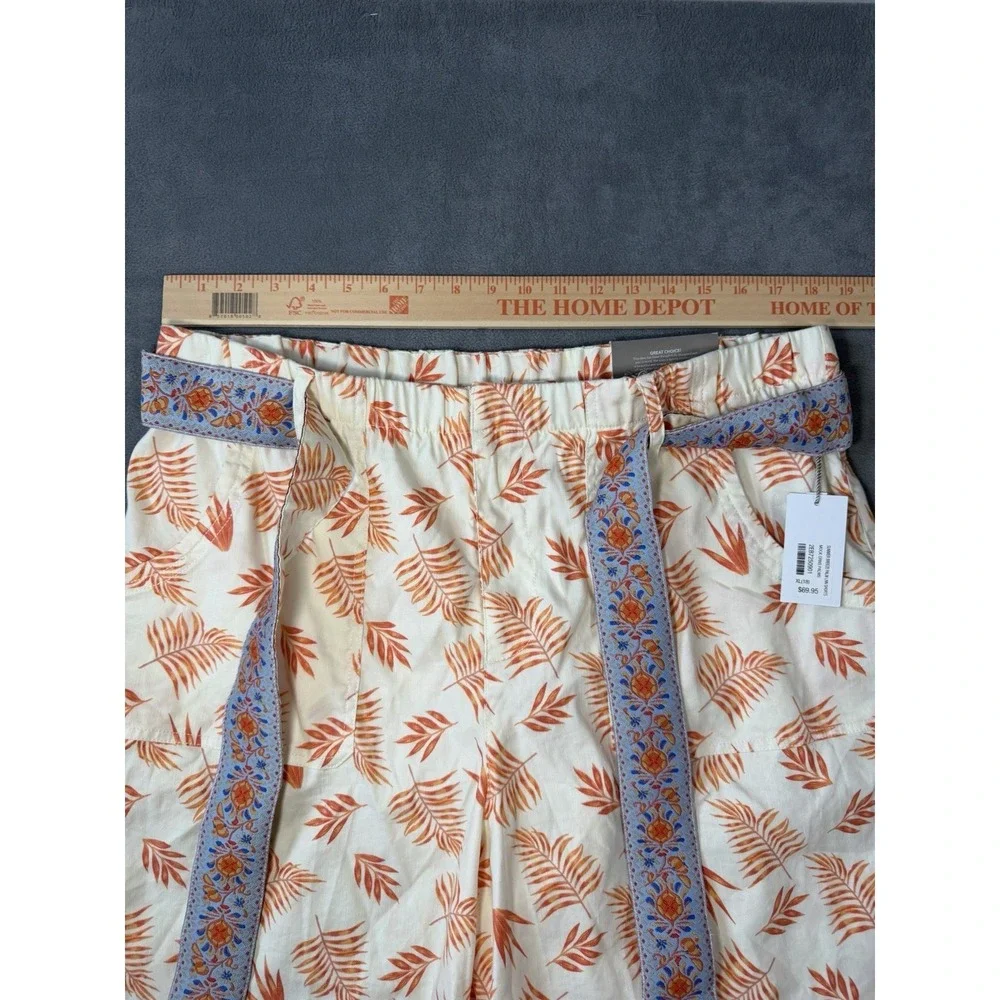 Soft Surroundings Women's Summer Breeze Palm Linen Shorts Sz XL/18 NWT Tropical